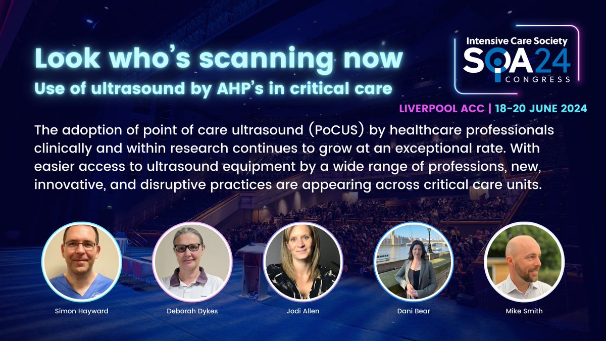 The use of POCUS in ICU has grown exponentially in recent years, and been increasingly adopted by the MDT! Our session at #SOA24 will help you understand how physios, SLTs and dietitians can use POCUS now and in the future.

ics.ac.uk/soa