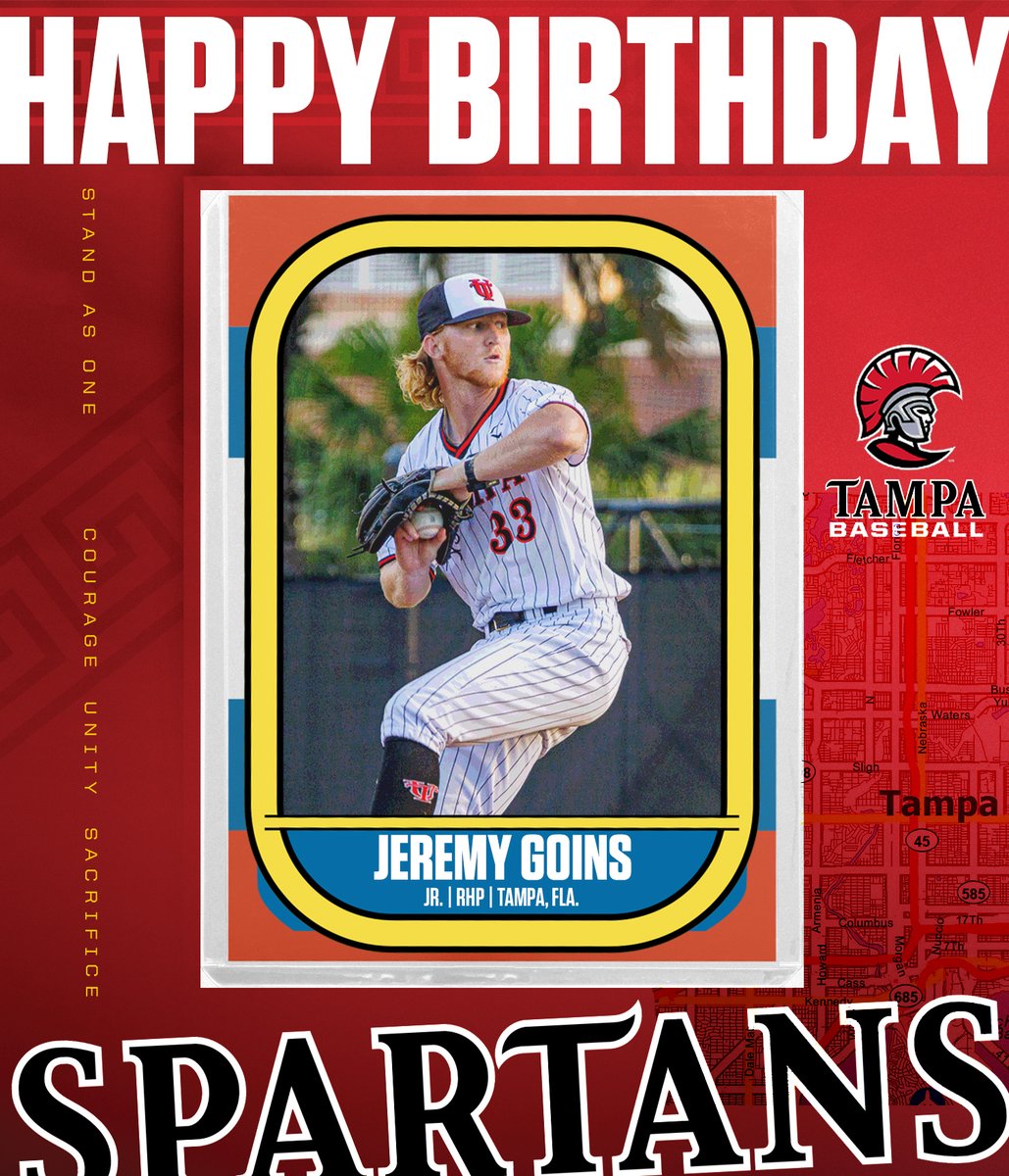 Happy birthday to junior pitcher Jeremy Goins! #TampaBaseball⚾️ #StandAsOne🛡