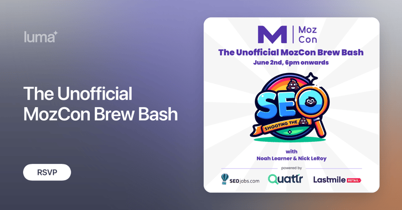 We're getting closer to #mozcon time (June 3/4). 

@noahlearner and I are throwing a pre-conference 'brew bash' on the evening of the 2nd. 

Free 🌮 and 🍺

Register at the link in the comments 👇

CC a few awesome Mozcon speakers that aren't already signed up: @JoelKlettke,