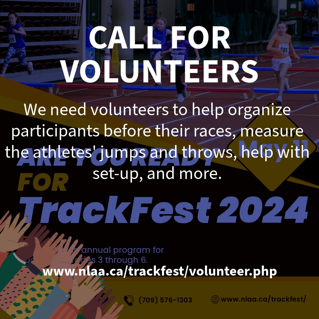 TrackFest 2024 is on May 11, and we are looking for volunteers. Please visit the website for volunteer roles, task descriptions and to sign up - nlaa.ca/trackfest/volu… #trackfestnl #trackfestnl2024