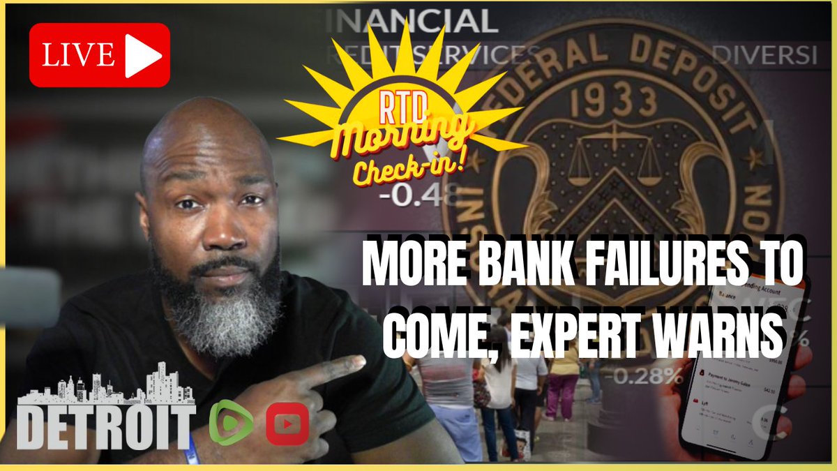 The most recent bank failure is an extension of events that began in March of 2023. An expert warns that things will only get worse given the decline in bank finances since then. (Watch, Learn & Share) youtube.com/live/ifpCTA2Ew… #BankFailure #FinancialCrisis #RepublicFirstBank