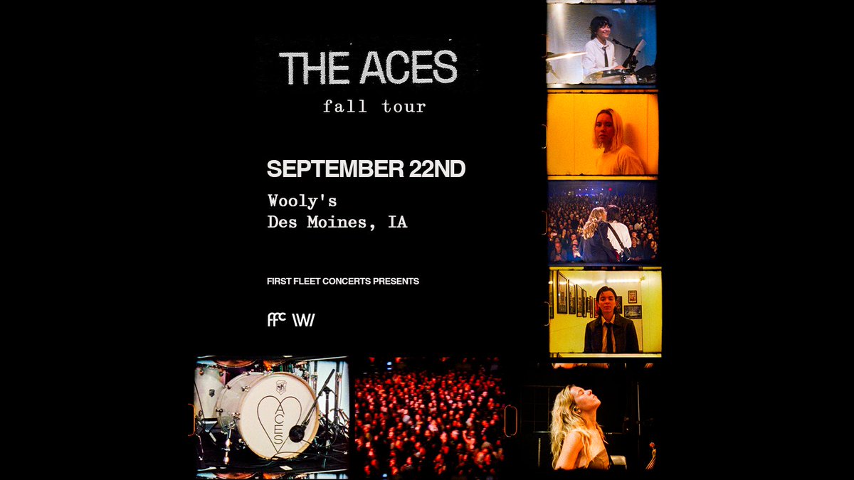 Just Announced! @theacesofficial are rolling through DSM and stopping right here at Wooly's on Sunday, September 22nd! ❤️ Local presale: ACESDSM Code valid Thursday, May 2nd from 10:00 AM to 10:00 PM Tickets on sale Friday, May 3rd at 10:00 AM // axs.com/events/552129/