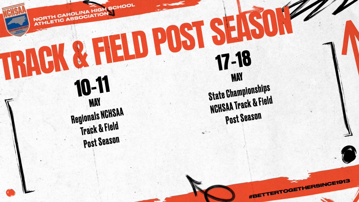 The NCHSAA Track and Field Post Season Schedule 

#NCHSAA #BetterTogetherSince1913

nchsaa.org/championships/…