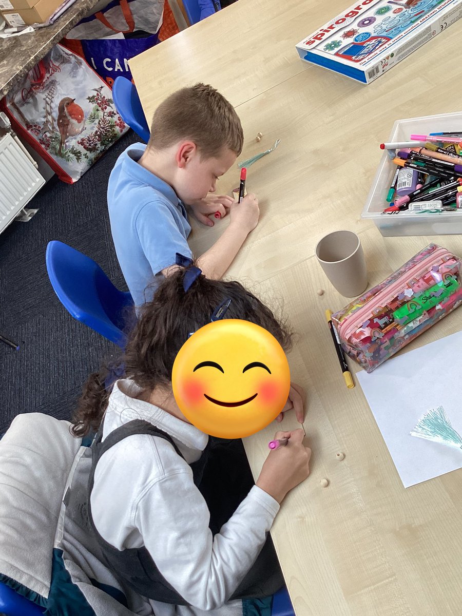 Decorating wooden bookmarks @OurLadyandAllS1 #afterschoolclub