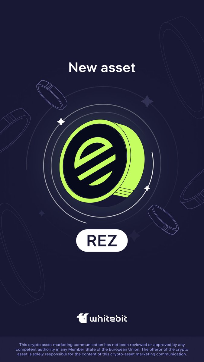 Welcome and $REZ to the exchange! $REZ is a management token that works on  the Renzo liquid derivatives platform. Deposits and trading are now open,  while withdrawals will become available soon. $REZ/$USDT: