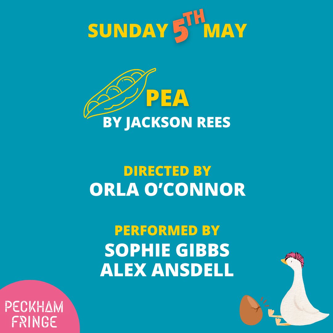 Our fourth fantastic short for the first #peckhamfringe lineup! 

PEA 🫛 
By Jackson Rees 

Directed by
Orla O’Connor 

Performed by
Sophie Gibbs 
Alex Ansdell

#newwriting #scratchnight #londontheatre #fringetheatre