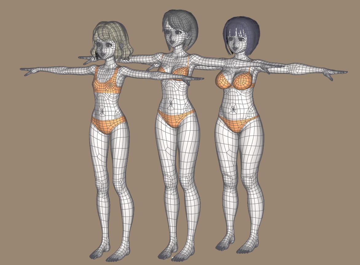 Me_hitudi's tweet image. 体型別の3D素体モデル作った #Cheetah3D