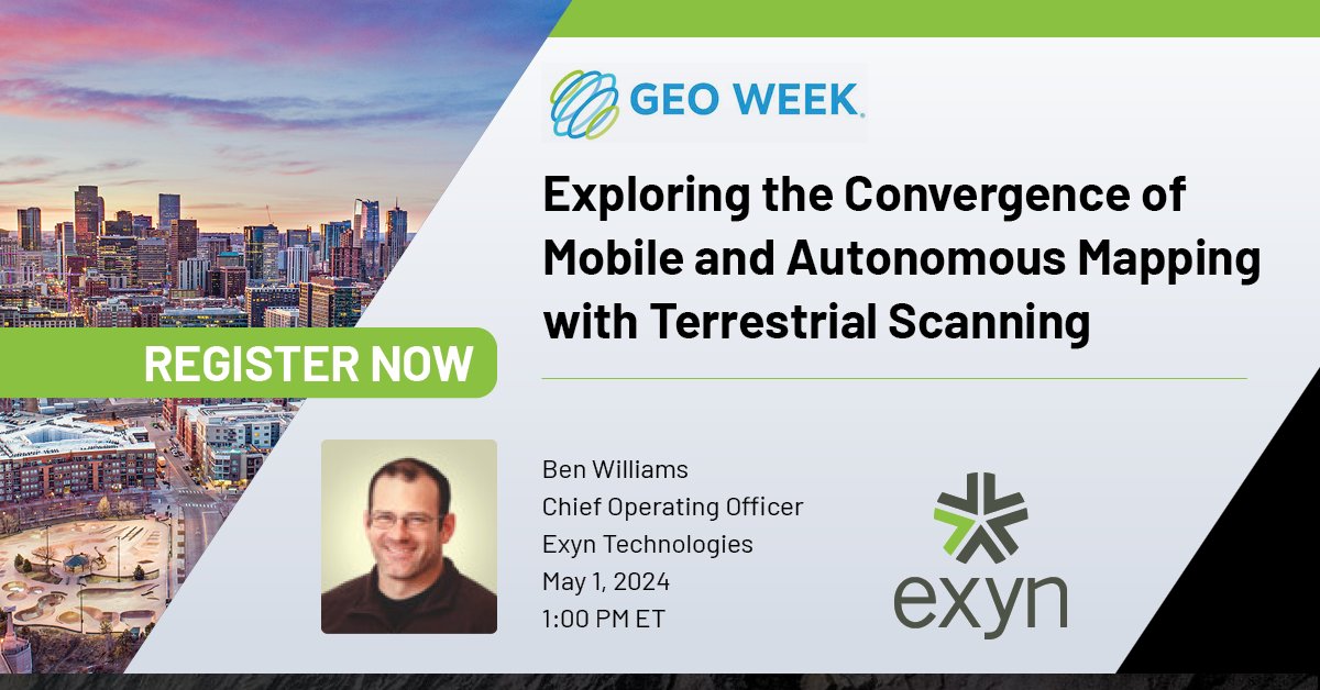 Free Webinar: Exploring the Convergence of Mobile and Autonomous Mapping with Terrestrial Scanning

Wednesday, May 1, 2024 at 10 AM PT | 1 PM ET | 6 PM CET

Register now: lnkd.in/eumfU-vs

Ben Williams, Exyn Technologies

Jim Coleman, Trimble Inc.

#GeoWeek #Surveying