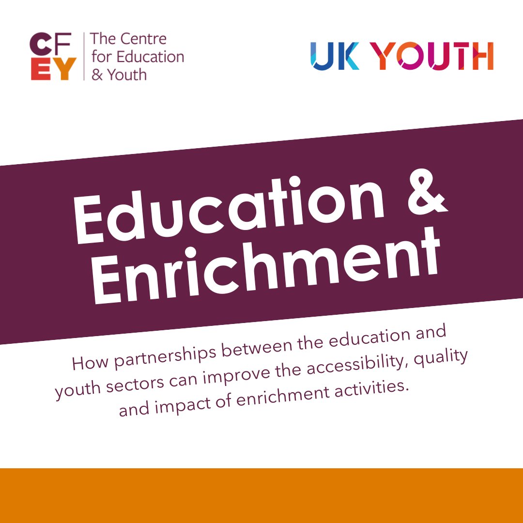 We’re delighted to have conducted a new Education & Enrichment study alongside @TheCfEY 🌟 The research highlights the vital importance of effective partnership working between the formal education and youth sectors. (1/4)