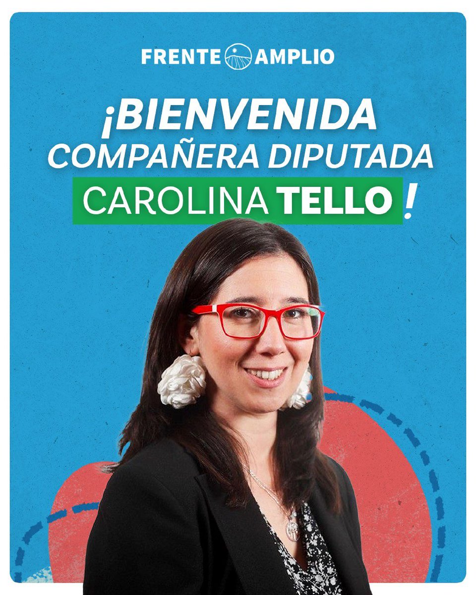 Damos la bienvenida a la diputada Carolina Tello, quien se suma desde hoy a nuestra bancada ¡A construir Frente Amplio! @AbogadaTello