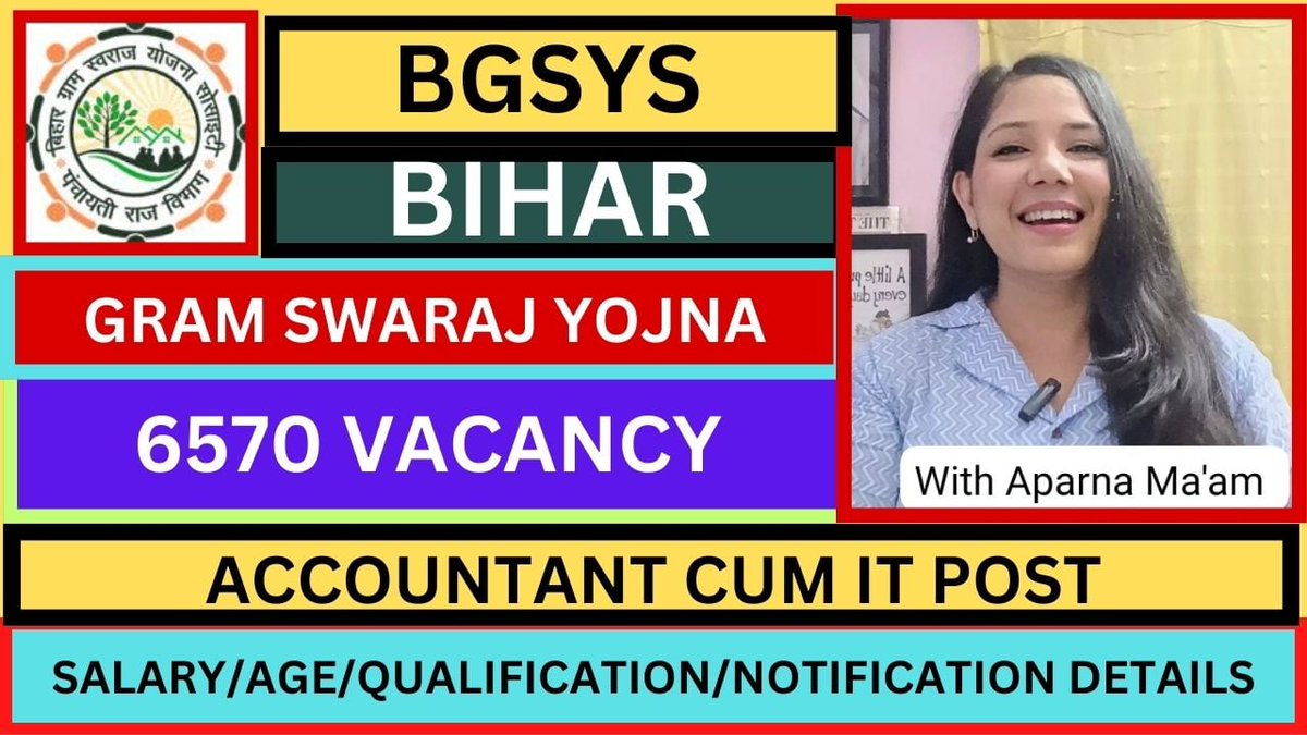 #bgsys-
#Bihar-
#biharnewrecruitment2024-
#bihargovtjobvacancy2024-
#biharjobupdates-
#govtjobvacancy2024-
#scholarjobupdates-
#aparnadas-
Bihar Gram Swami Yojna 6570 Vacancy Details 2024👇
youtu.be/6R858BoeKnE?si…