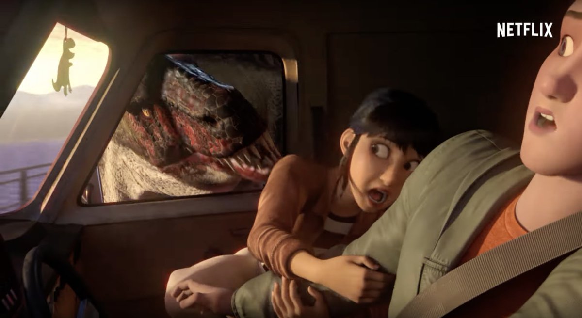 This has SUCH a cool concept and it's really what the movies should've been doing!! Some nefarious people are hunting down these teens by using raptors (on US soil) to go after them. Heck yes!! More of these kind of scary dinosaur stories, please. #ChaosTheory #JurassicWorld