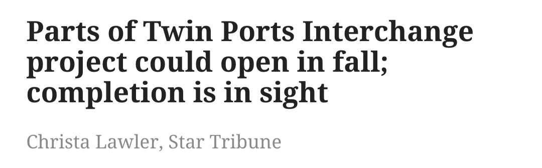 MnDOT's Duluth interchange project is delayed a year, but this is how the Strib covers it. Compare to what they might say for a transit project delay.