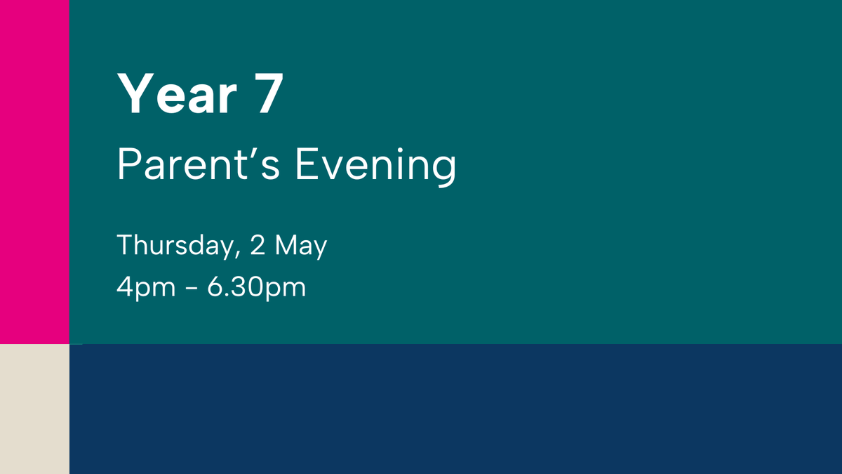 On Thursday, 2 May, we are hosting our Year 7 parent’s evening between 4pm and 6.30pm. The evening will start with a talk on The Hill at 4pm, with the pastoral team sharing key messaging and information around progress, behaviour, attendance, wellbeing and support.
