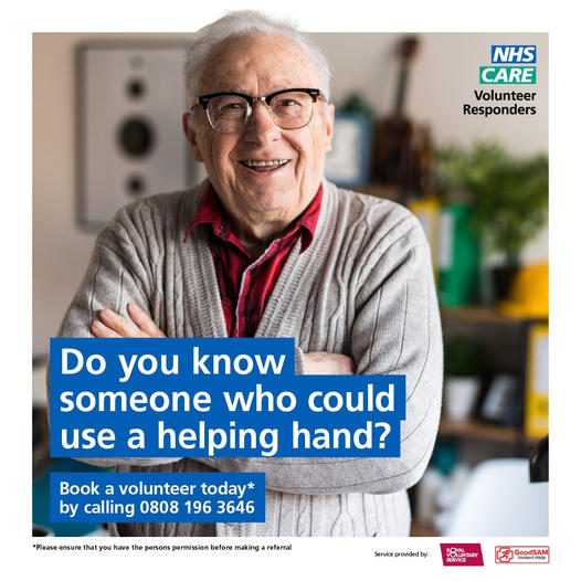 Did you know that if you are a #healthcare professional, you can request our services provided by our @VolResponders across #England to help the people you support? To find out more on the services available and to make a referral, visit our website at: orlo.uk/q1Wih