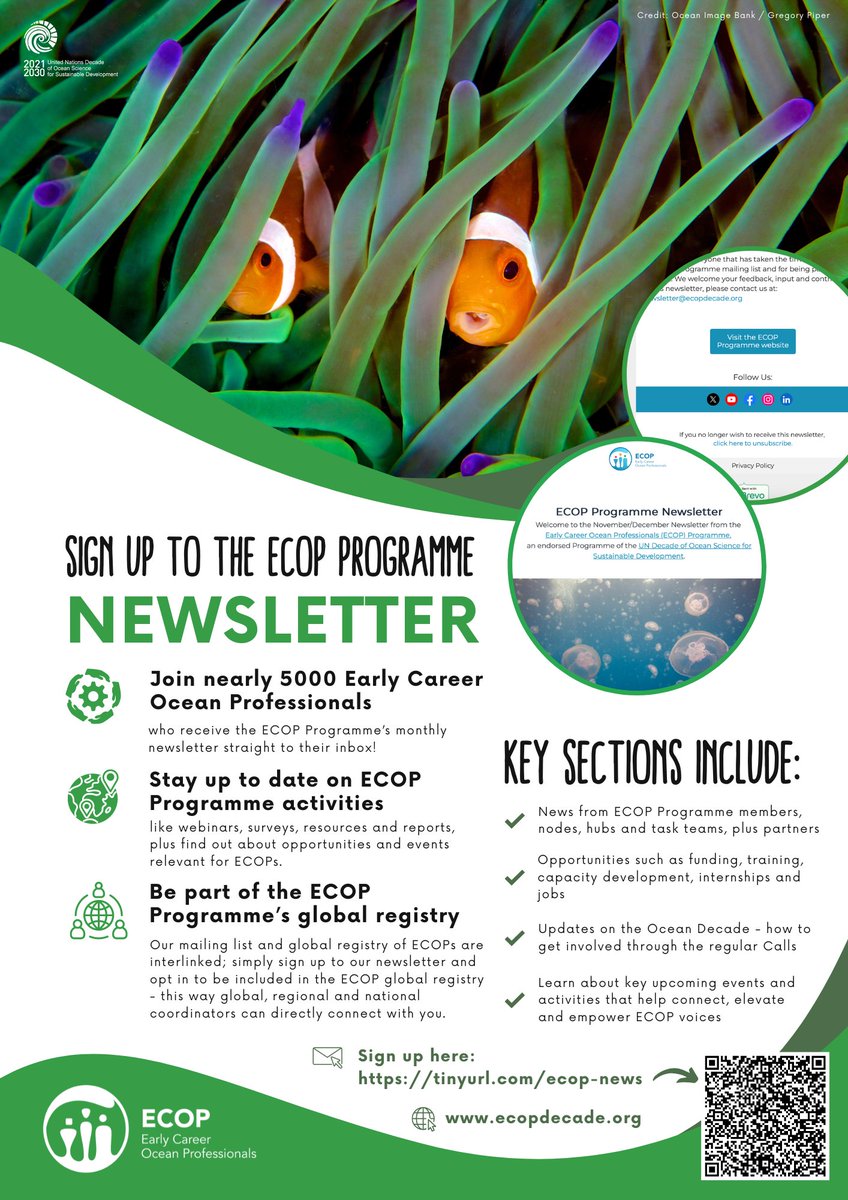 Our monthly newsletter has been going for over 2 years now, and we have nearly reached 5000 subscribers! The ECOP Programme newsletter is curated especially for Early Career Ocean Professionals across the World. Sign up here: tinyurl.com/ecop-news