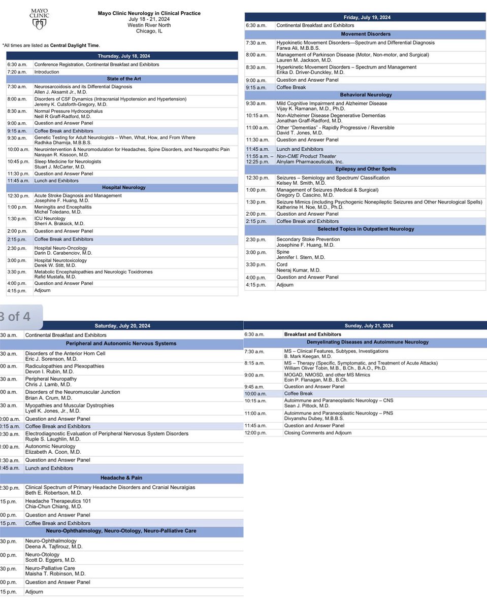 Lyell Jones MD (@lyellj) on Twitter photo If you’re looking for a great neurology CME conference this summer, check out this course from <a href="/MayoClinicNeuro/">Mayo Clinic Neuro</a>. Course directors (Drs. Neeraj Kumar and Derek Stitt) have put together a stellar roster⬇️
Chicago, live or virtual, link to registration:
ce.mayo.edu/neurology-and-… If you’re looking for a great neurology CME conference this summer, check out this course from <a href="/MayoClinicNeuro/">Mayo Clinic Neuro</a>. Course directors (Drs. Neeraj Kumar and Derek Stitt) have put together a stellar roster⬇️
Chicago, live or virtual, link to registration:
ce.mayo.edu/neurology-and-…