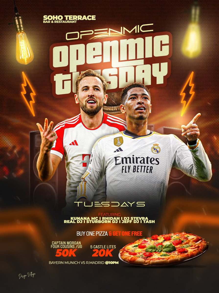 It's Champions League Match Day tonight at #OpenMicKaraoke 🔥 ⚽ 🍕