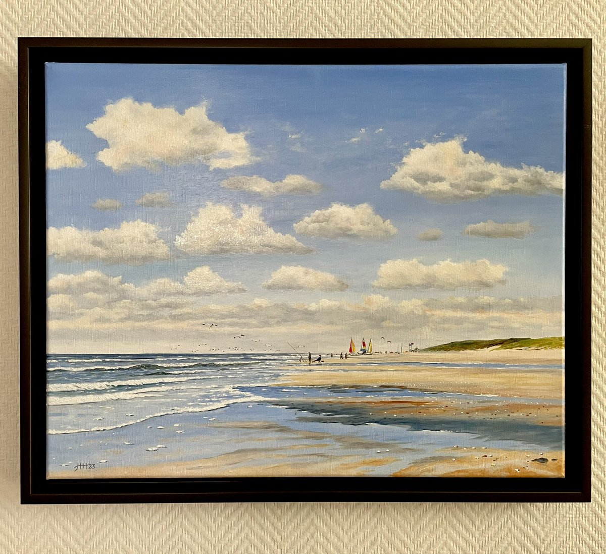 Framed 🎨 A summer day at the beach #sea #beach #oilpainting #gift