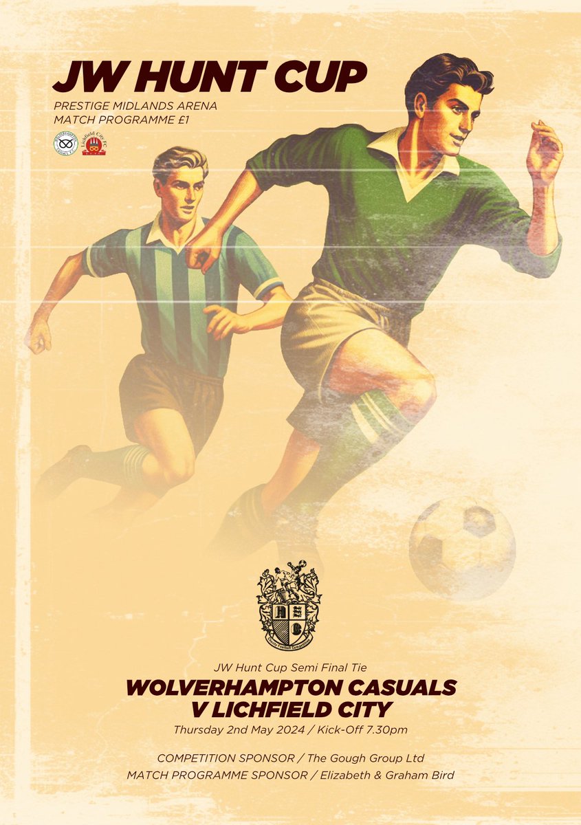 Our first semi final takes place this Thursday evening at the home of @AFCWulfrunians @WolvesCassies v @lichfieldcityfc Thursday 2nd May 2024 KO 7.30pm We will also have a printed match programme on sale at the gate!