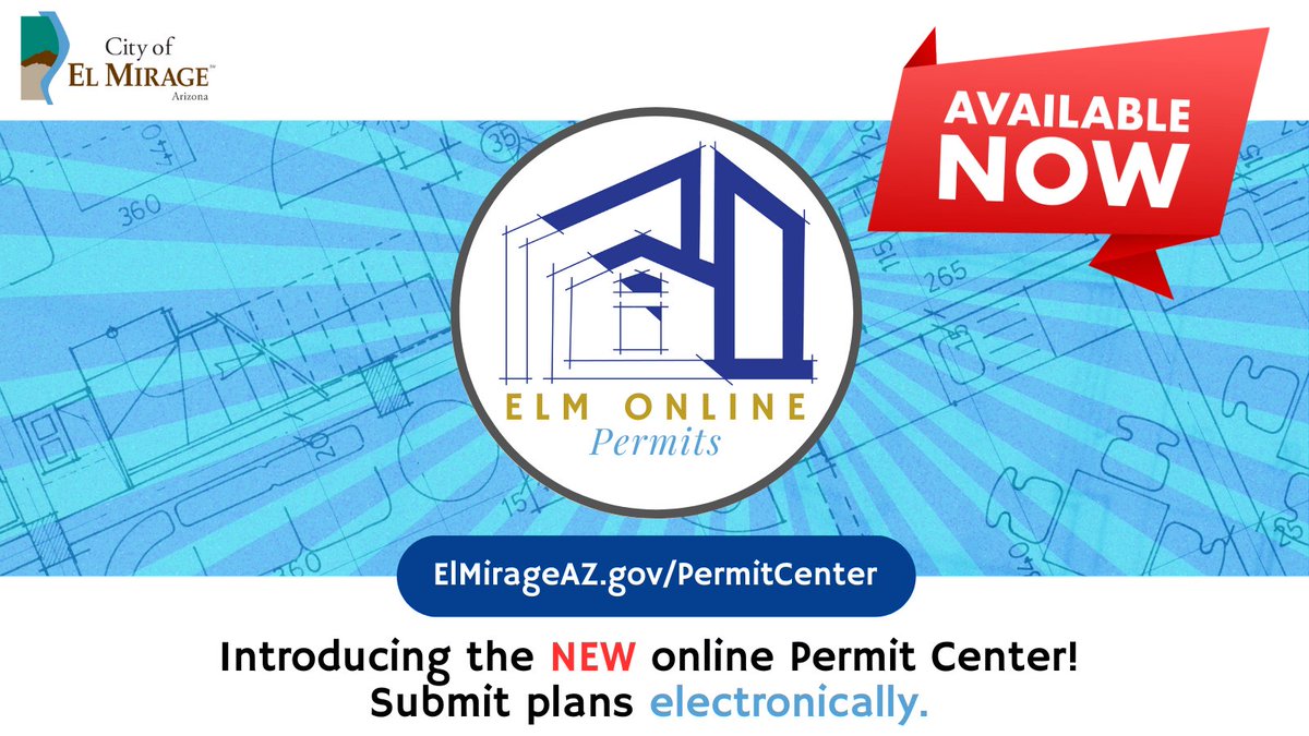 New residential, commercial and industrial development in El Mirage is growing. In response, ELM ONLINE Permitting software is now available. As of January 2, 2024, all plans must be submitted electronically. Visit elmirageaz.gov/712/Permit-Cen…