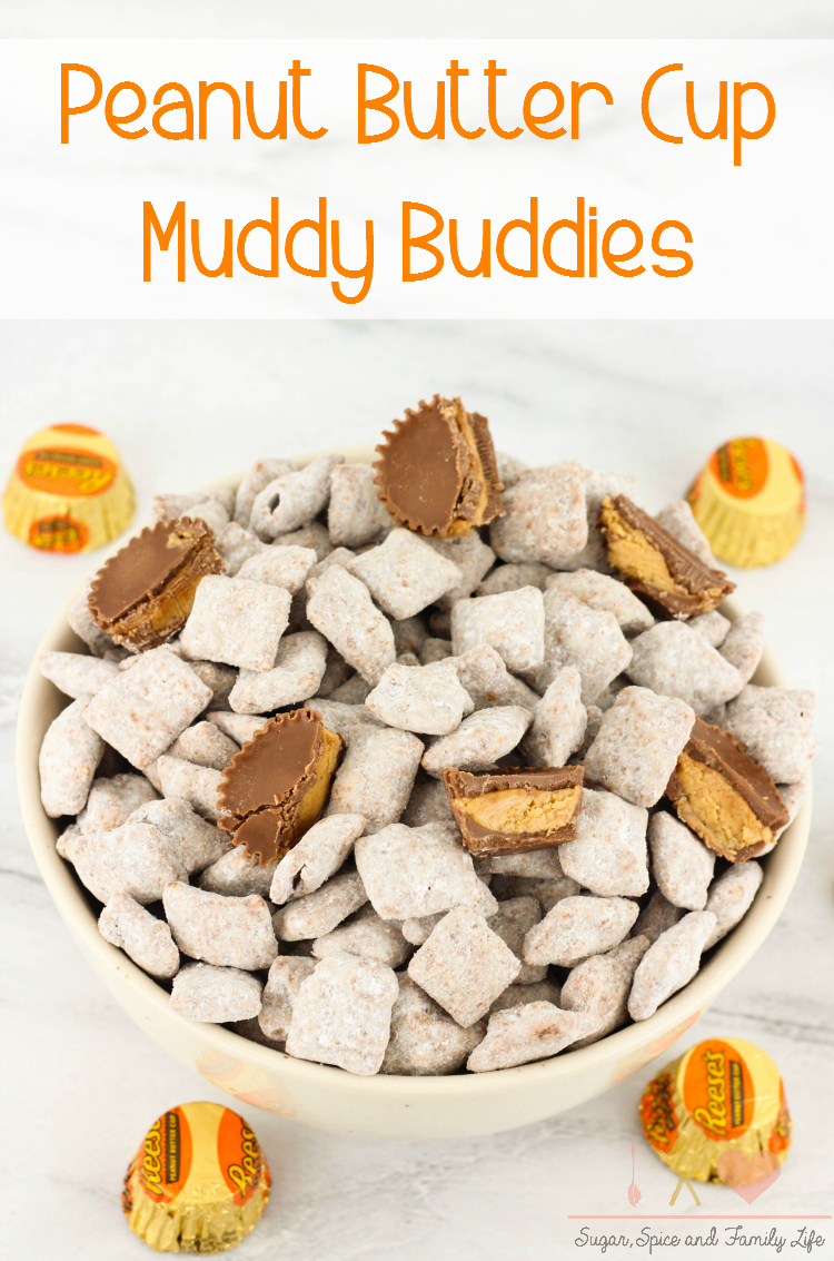 Peanut Butter Cup Muddy Buddies are a delicious kid friendly treat. #recipe #kidfriendly #snack #peanutbuttercup #muddybuddies #puppychow bit.ly/2vjTQUp