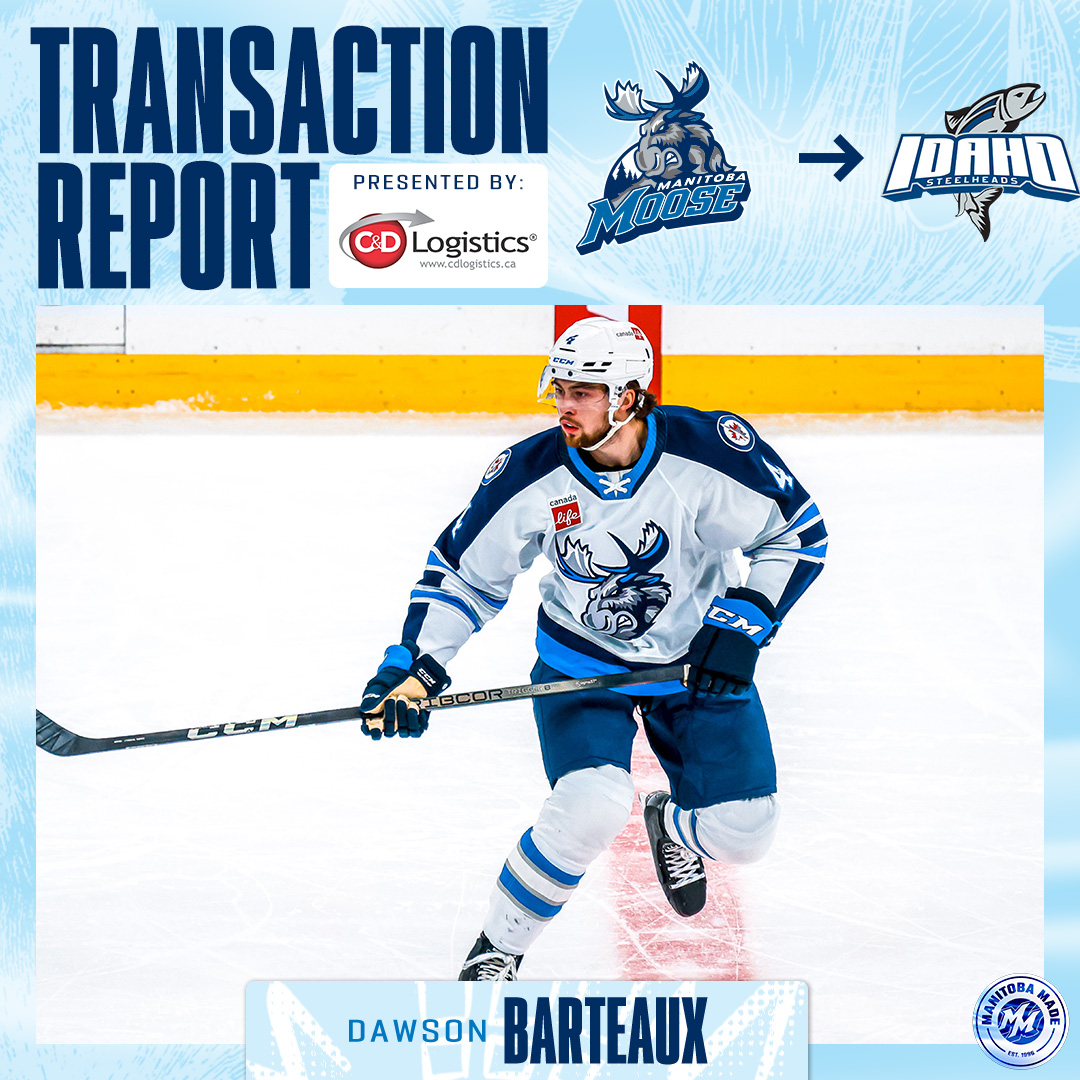 The #MBMoose have reassigned Dawson Barteaux to the @Steelheads. Barteaux recorded 19 points (5G, 14A) in 45 games with the #MBMoose this season. Transaction presented by @CDLogisticsca Details >> bit.ly/4dhJoxD