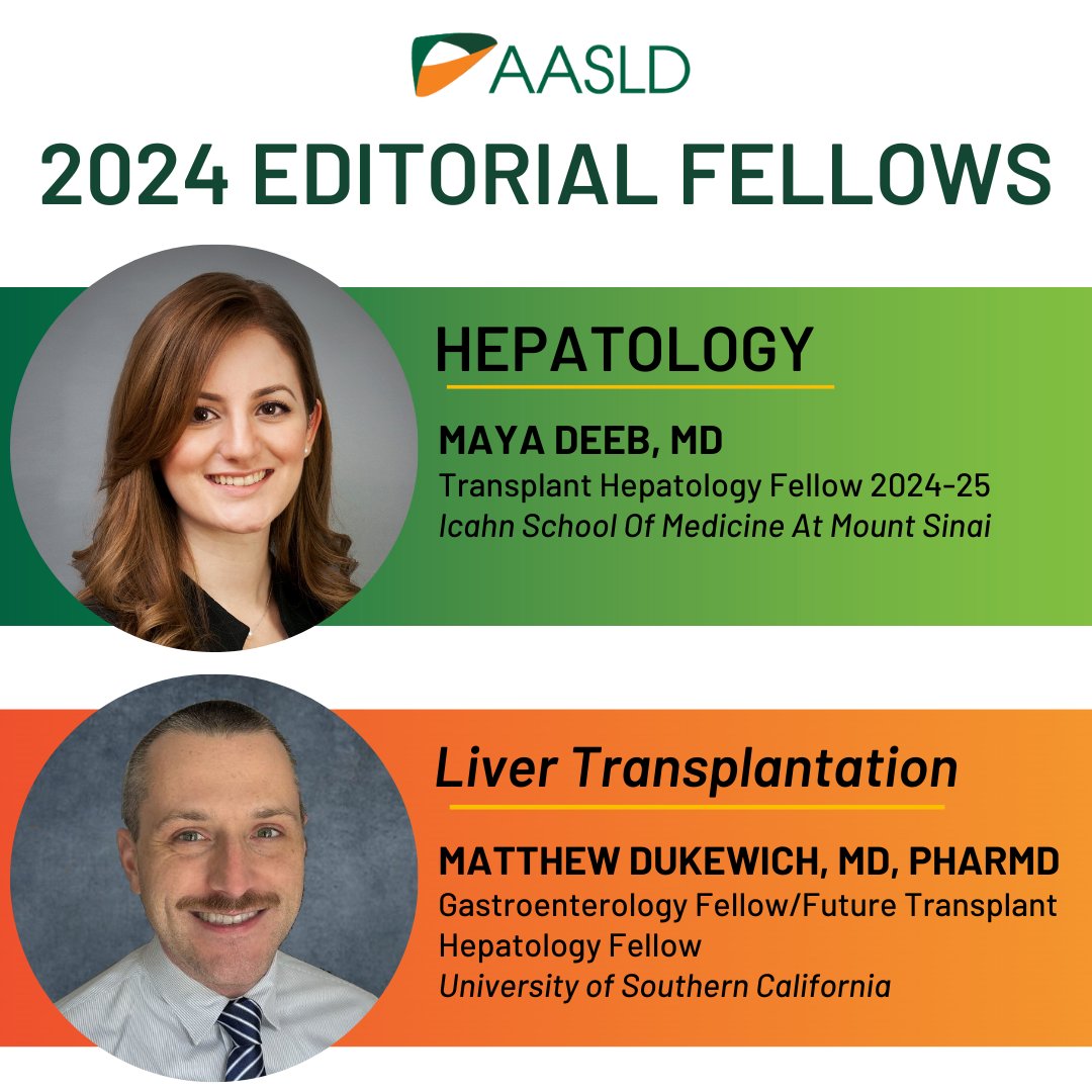 AASLD (@aasldtweets) on Twitter photo Congratulations to our <a href="/HEP_Journal/">HEPATOLOGY Journal</a> and <a href="/LTxJournal/">Liver Transplantation Journal (LTxJournal)</a> 2024 Editorial Fellows! <a href="/themayadeeb/">Maya Deeb</a> <a href="/IcahnMountSinai/">Icahn School of Medicine at Mount Sinai</a> and <a href="/MDukewich/">Matt Dukewich, MD, PharmD</a> <a href="/KeckMedicineUSC/">Keck Medicine of USC</a> <a href="/USC_KeckGILiver/">USC Division of GI & Liver</a> #LiverTwitter Congratulations to our <a href="/HEP_Journal/">HEPATOLOGY Journal</a> and <a href="/LTxJournal/">Liver Transplantation Journal (LTxJournal)</a> 2024 Editorial Fellows! <a href="/themayadeeb/">Maya Deeb</a> <a href="/IcahnMountSinai/">Icahn School of Medicine at Mount Sinai</a> and <a href="/MDukewich/">Matt Dukewich, MD, PharmD</a> <a href="/KeckMedicineUSC/">Keck Medicine of USC</a> <a href="/USC_KeckGILiver/">USC Division of GI & Liver</a> #LiverTwitter