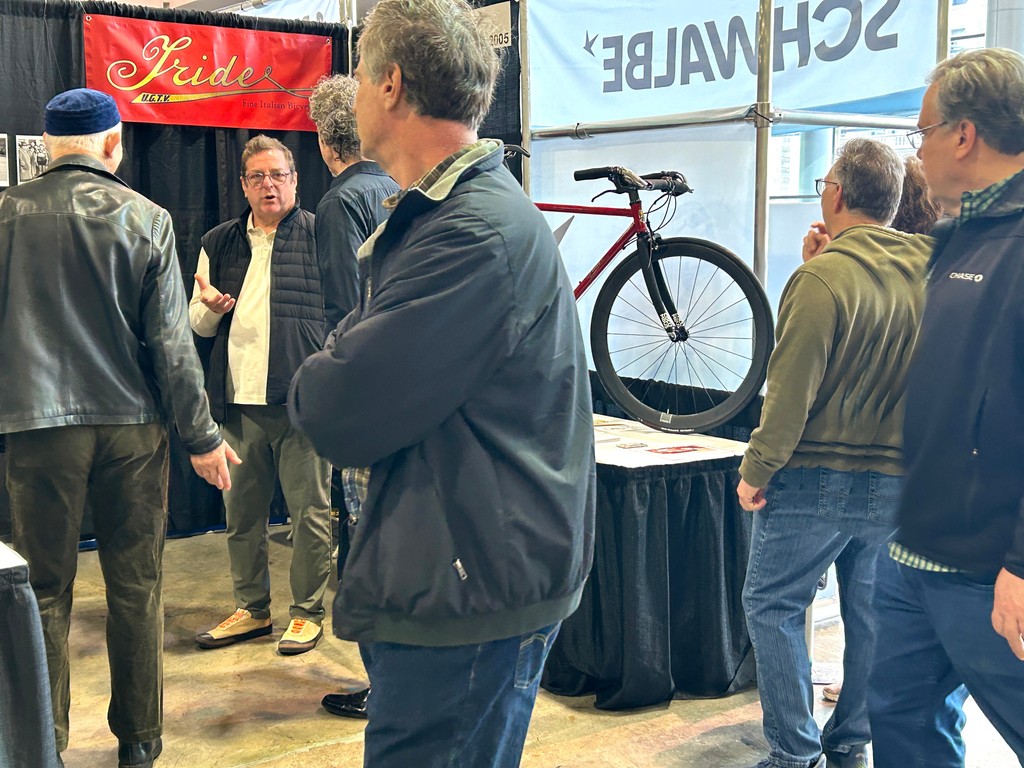 Meanwhile, back at the bicycle show. 

#iride #italian #bicycles #handmade #speed #heritage #cultural #legacy #ancestor #steel⁠ #carbonfiber #carbon #columbus1919 #miche⁠ ⁠#campagnolo #phillybikeexpo⁠ ⁠#pbe2024 ⁠#showbusiness @boydcyclery #sellesmp #bicycleshow
#irideusa