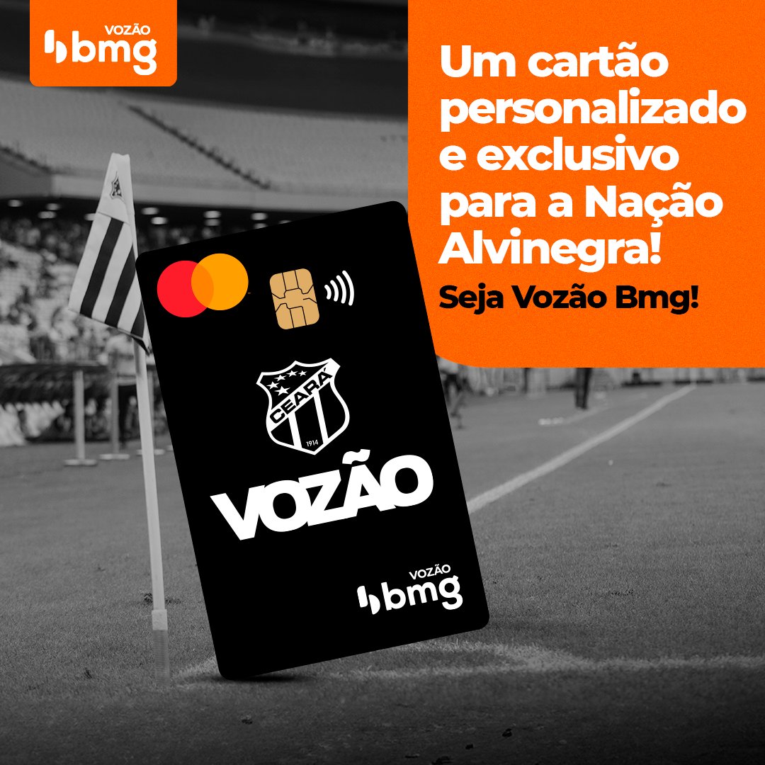 VozaoBmg's tweet photo. A gente sabe que a torcida do Vozão merece um cartão personalizado para você mostrar seu orgulho em ser Ceará.

Seja #VozãoBmg e tenha já o seu! É gratuito e 100% digital.

➡️ https://t.co/BnxatXfl83 https://t.co/hWCjX5ZPVq