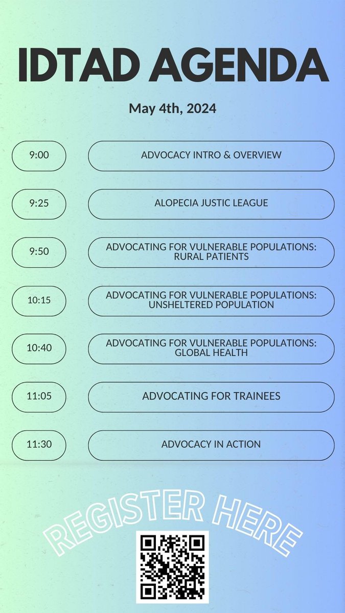 The 3rd annual Illinois Dermatology Trainee Advocacy Day is on Saturday, May 4th, 2024 9AM - Noon CST. Don’t miss this event, hosted virtually by students from all Illinois medical schools! 

Registration is now open.
IDTAD2024.eventbrite.com