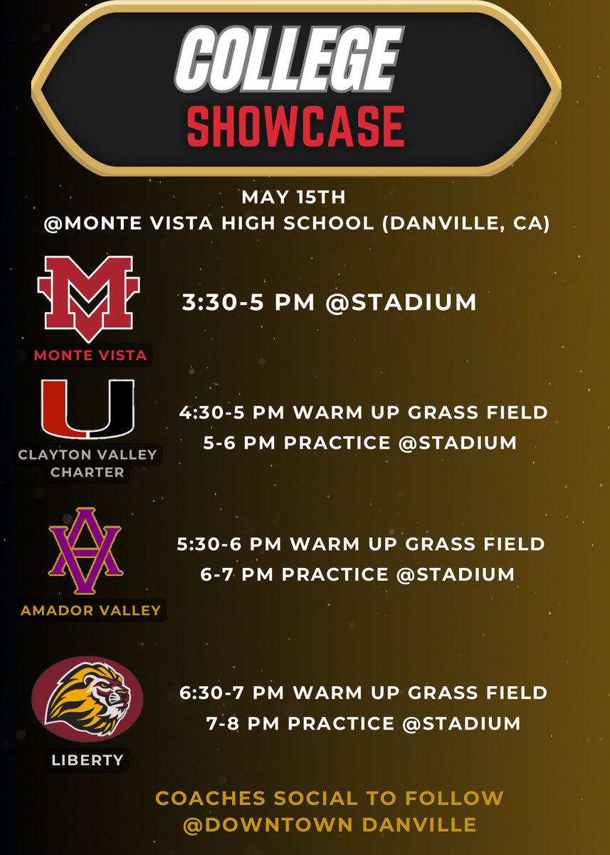 May 15th College Showcase Times