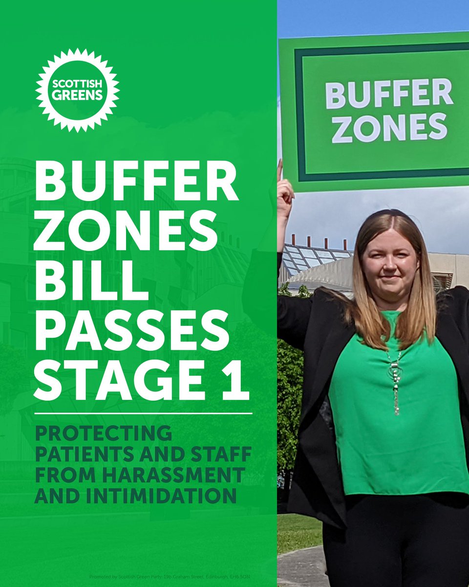 🚨 BREAKING @GillianMacMSP's buffer zones bill has passed stage 1 in the Scottish Parliament! 🟢 Yes: 123 🔴 No: 1