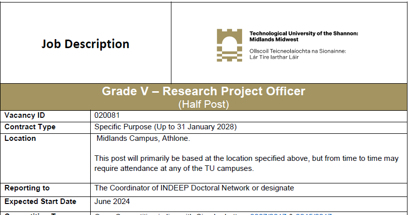 Kieran Dowd (@reddowdy84) on Twitter photo Great opportunity: Project Officer role in supporting innovative research, working with us in <a href="/TUS_Athlone_/">TUS Athlone Campus</a> on the <a href="/MSCActions/">Marie Skłodowska-Curie Actions</a> INDEEP Doctoral Network. Link to advert and application here tus.ie/hr/vacancies/ or contact me on here for more details. Great opportunity: Project Officer role in supporting innovative research, working with us in <a href="/TUS_Athlone_/">TUS Athlone Campus</a> on the <a href="/MSCActions/">Marie Skłodowska-Curie Actions</a> INDEEP Doctoral Network. Link to advert and application here tus.ie/hr/vacancies/ or contact me on here for more details.