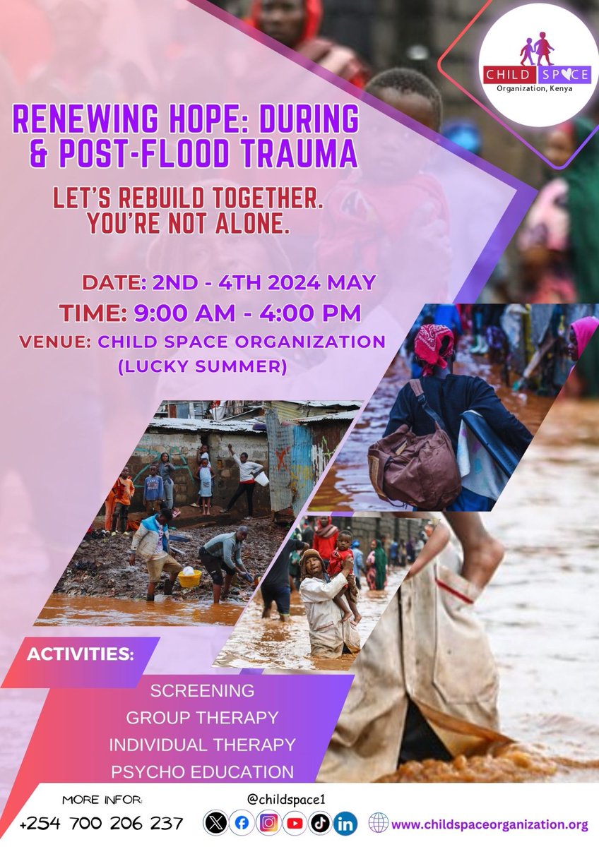 The devastation caused by the ongoing floods in Kenya calls for collective action. @ChildSpace1 calls for psychologists willing to volunteer their services to visit our office call / WhatsApp us on 0700 206237 #mentalhealthmatters #CommittedtoHolisticChildDevelopment @LVCTKe