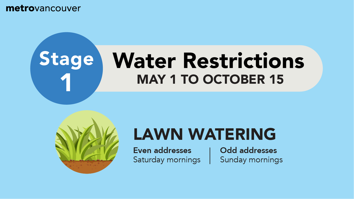 Tomorrow is May 1 which marks the start of Stage 1 water restrictions. 

Visit westvancouver.ca/sprinkling to see the complete restrictions, and don’t forget to update your automatic irrigation settings!   

#westvancouver