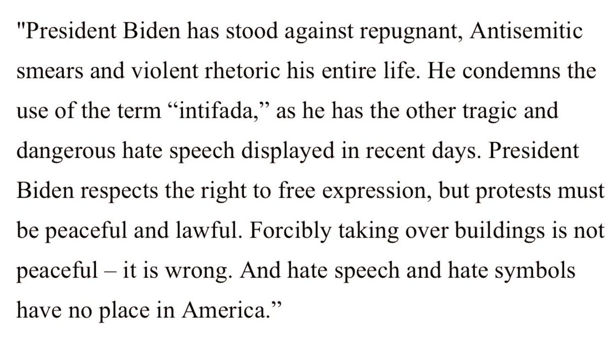Thank you, @POTUS @JoeBiden, for your powerful statement condemning the vile antisemitism we’re seeing on far too many college campuses. White House statement via @AndrewJBates46: