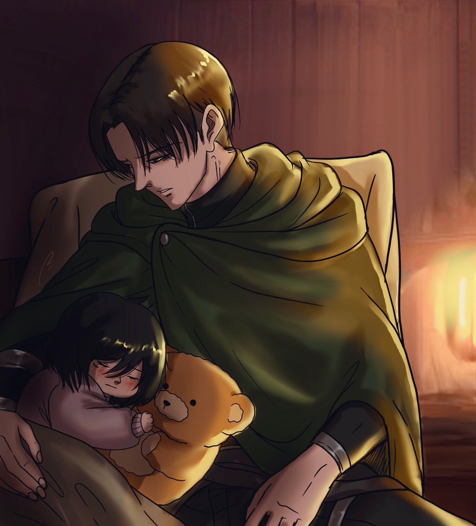 Levi spent the night with little Mikasa before leaving her for the battlefield #AttackOnTitan #LeviAckerman #MikasaAckerman  #リヴァイ