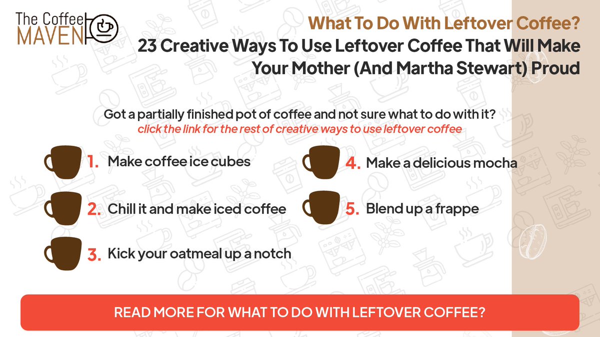 What To Do With Leftover Coffee? 23 Creative Ways To Use Leftover Coffee That Will Make Your Mother (And Martha Stewart) Proud

Read more: thecoffeemaven.com/guides/what-to…

#CoffeeLover #CoffeeAddict #CoffeeTime #CoffeeBreak #MorningCoffee #CoffeeObsessed #CaffeineFix #Coffeeholic