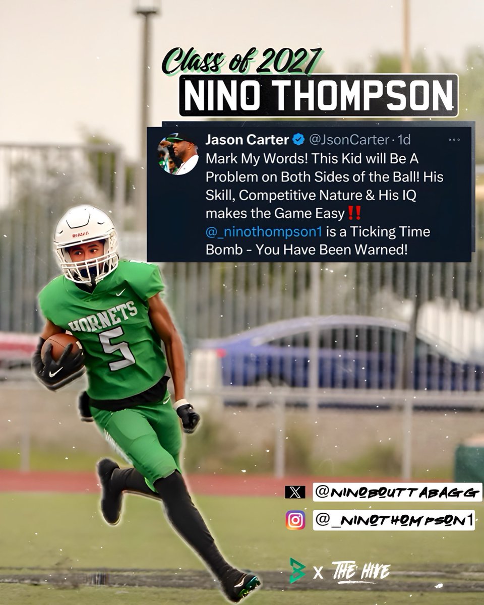 Class of 2027 ATH Courtney Thompson (@_ninothompson1) brother of Class of 2023 Legend & Current UNLV WR Corey Thompson (@CoreyThompsonjr ) Is Ready To Step Up And Make His Own Name At The Hive.
#LincolnCertified 🍀 #RepTheHive