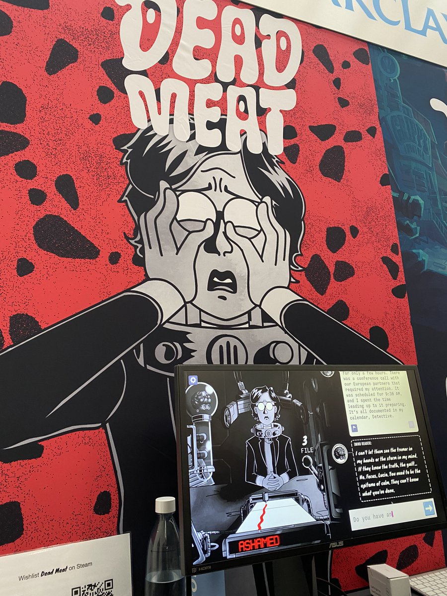 Played Dead Meat on the last day of WASD and can’t believe how polished it was. The character AI communication was sophisticated, responsive and realistic. Along with a noir style, this detective game is one of my favourites 
<a href="/MeaningMachine_/">Meaning Machine</a> 
#WASD #DeadMeat #MeaningMachine