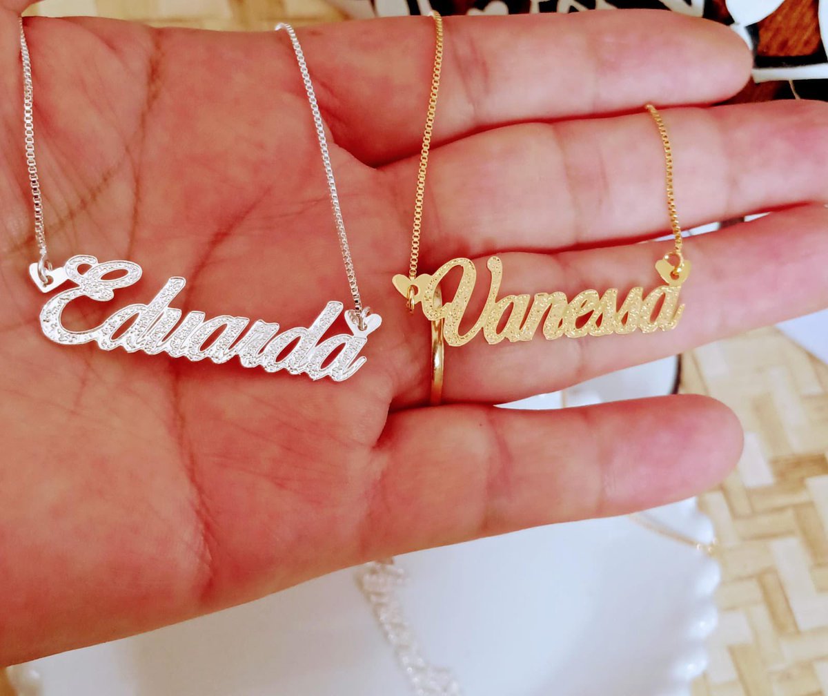 Promoção cordão de nome 35,00 😱
No prata ou dourado.
1 ano de garantia! 
Promoção válida somente hoje.