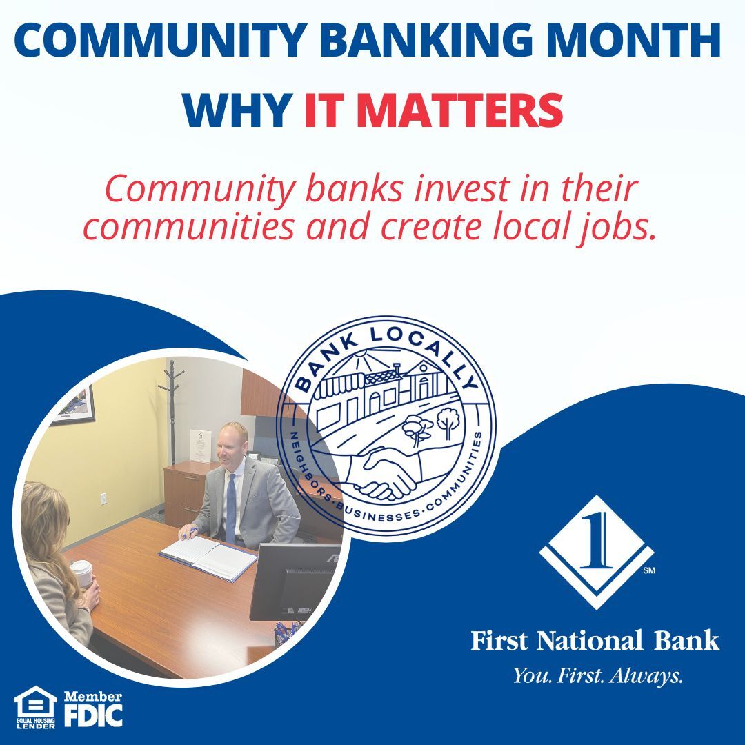 First National Bank is always working to build a team of trusted advisors. Did you know we employ over 50 people between our branches?
#communitybankingmonth #banklocally #banklocal #borrowlocal