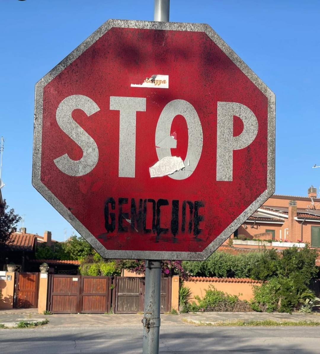 'Stop Genocide'
Stencil seen in Rome