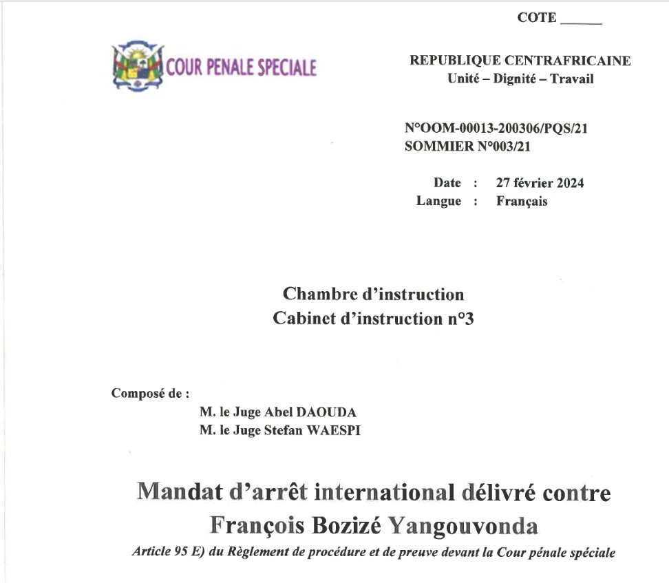🔴#CAR : Arrest warrant issued by the Special Criminal Court against former President François Bozizé

<a href="/fidh_en/">FIDH</a> welcomes this significant step in the fight against impunity for international crimes committed by the most senior level perpetrators in the Central African Republic.