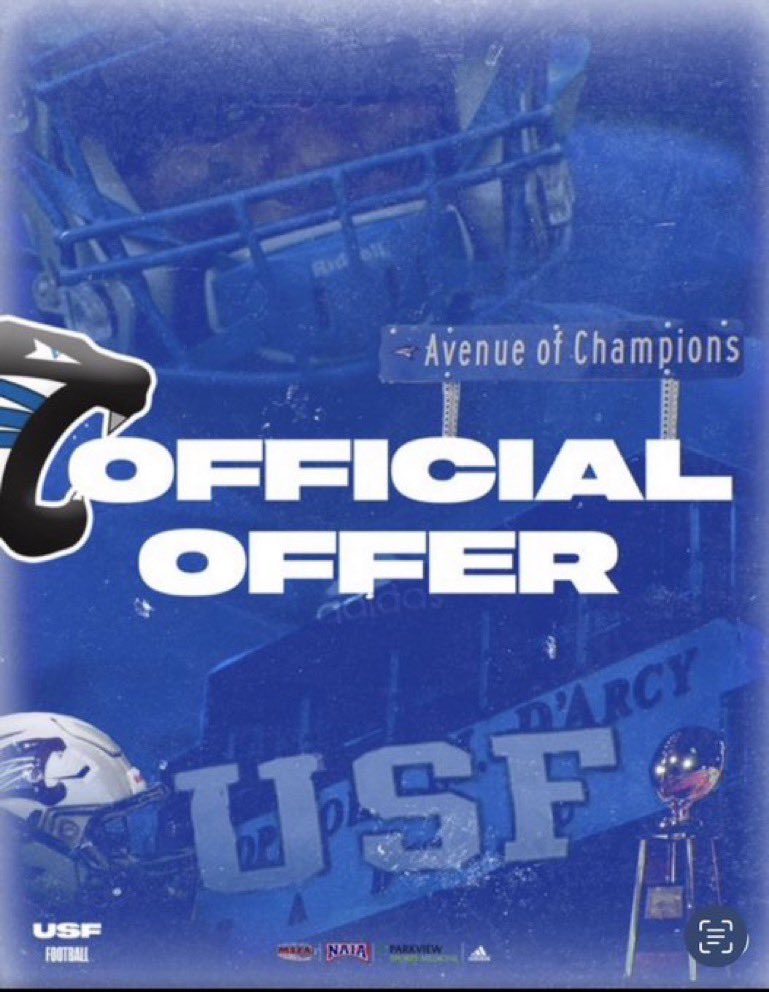 I am blessed to receive a(n) offer from the University of Saint Francis! #agtg Thank you Coach @USF_Sherman. @RBcoach_Allen @RussMann09