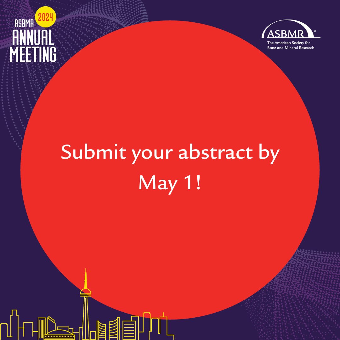 Your chance to help shape the science of #ASBMR2024 closes tomorrow at 11:59 p.m. ET. Submit your abstracts and join your colleagues from more than 50 countries at the world's largest and most diverse meeting in the bone, mineral and musculoskeletal research field.