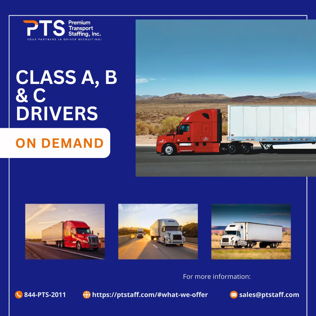 Premium Transport Staffing remains eager to serve whenever the need arises! 

Speak with a rep: ptstaff.com/#contact

#trucking #trucks #truck #truckdriver #trucker #logistics #trucklife #truckinglife #transport #trucksofinstagram