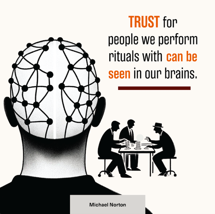 In 'The Ritual Effect,' I share a study where we tracked brain activity, revealing how rituals shape our trust in others. Learn more about the science behind rituals: bit.ly/3MAel4l #TheRitualEffect