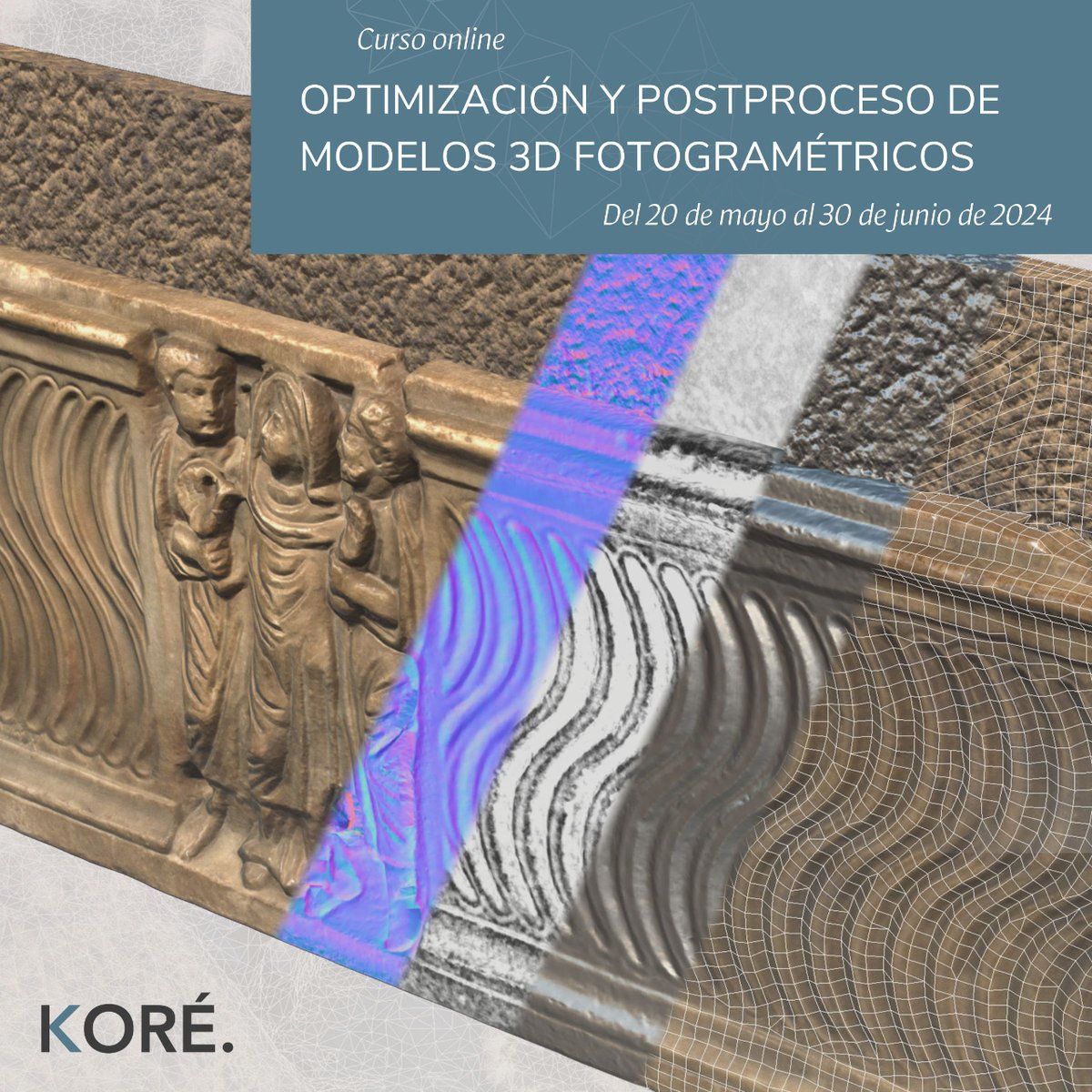 ¡Nuevo curso #online y práctico! Aprende a utilizar las mejores herramientas para #optimizar y mejorar tus modelos #3D fotogramétricos, llevándolos a un nuevo nivel. Comenzamos el 20 de mayo. 📆 Más información y matrícula: koreformacion.com/curso/curso-de…